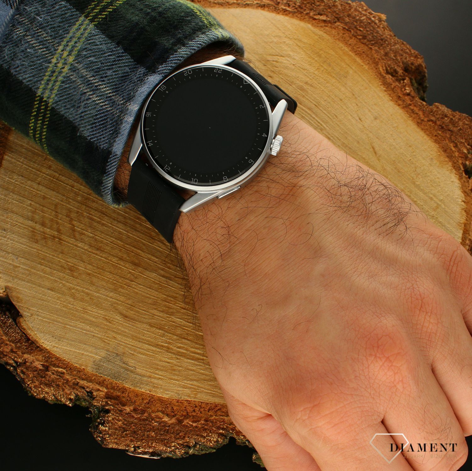 Zegarek Smartwatch Rubicon zestaw z dwoma p45kami Rozmowy telefoniczne RNCE78 srebrny brązowa skóra (6).jpg